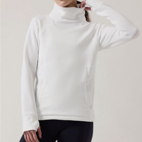 Athleta Altitude Polartec Funnel Neck Sweatshirt Size S White #427987 - Picture 1 of 7